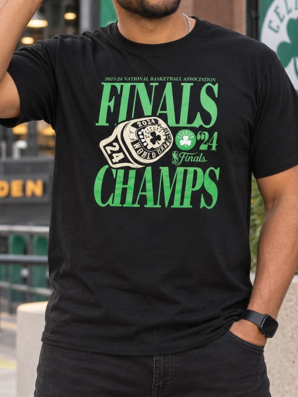 Fanatics Boston Celtics 2024 NBA Finals Black Graphic T-Shirt -E